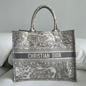 AUTHENTIC LARGE DIOR BOOK TOTE GREY/WHITE